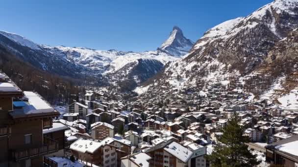 Panning Timelapse Zermatt View Matterhorn Switzerland — Video