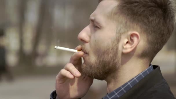 Male Person Smoking Cigarette His Unhealthy Daily Habit Footage Topics — Wideo stockowe