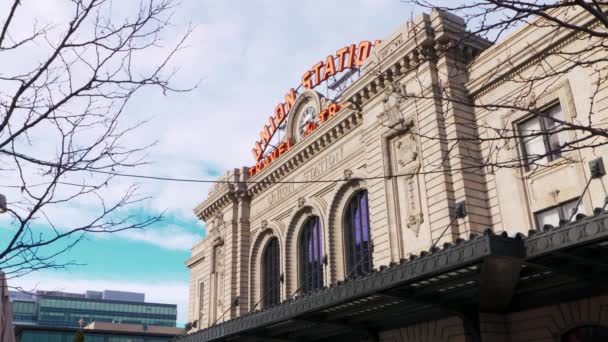 Union Station Denver Magnifique Plan Statique Gare Colorado Avec Ciel — Video