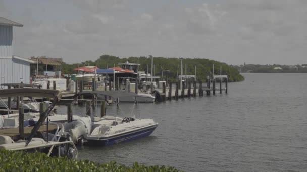 Footage Boat Dock Beautiful Sunny Day — Vídeos de Stock