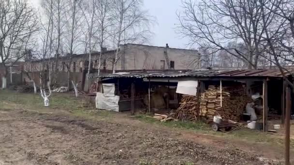 Case Abbandonate Causa Della Guerra Con Russia Nella Campagna Ucraina — Video Stock