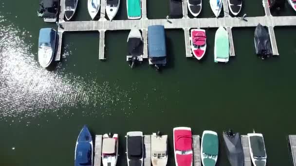 Barcos Atracados Marina Ocupada Prontos Para Desfrutar Dia Verão Ontário — Vídeo de Stock