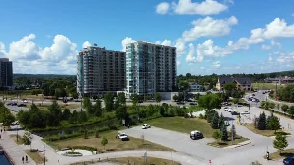 Brand New Waterfront Condos Downtown Barrie Ontario Clear Blue Sky — стокове відео