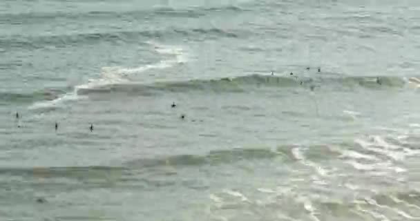 Timelapse Costa Verde Surfers Ocean — Stock video