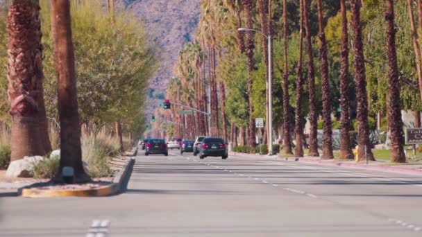 Static Shot New Modern Car Driving Boulevard Residential District Area — Vídeo de Stock