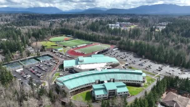 Filmiska Flygdrönare Bilder Eastlake High School Eastlake Community Fields Sammamish — Stockvideo