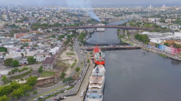 Dron Strzał Portu Gdzie Diego Widokiem Luksusowy Jacht Latający Lis — Wideo stockowe