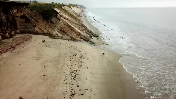 Coast Line Pushing Railroad Beach Shot — Stock Video
