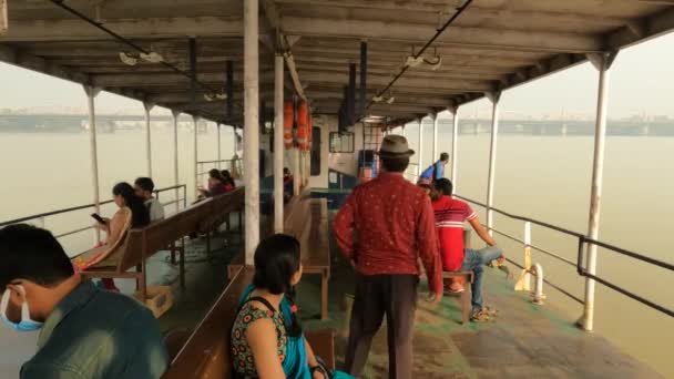 Public Commuting Ferry Boat Service Kolkata Hooghly River — Wideo stockowe