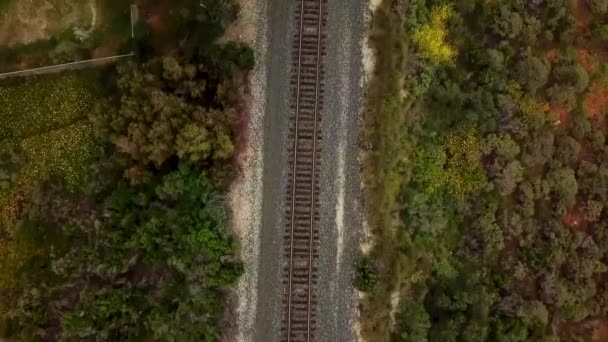 Top Railroad Drone Shot — Stock Video
