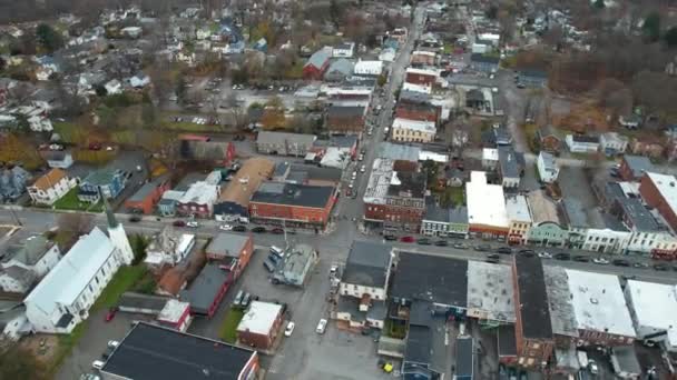 Downtown Saugerties Amerikai Egyesült Államok Aerial View Buildings Streets Small — Stock videók