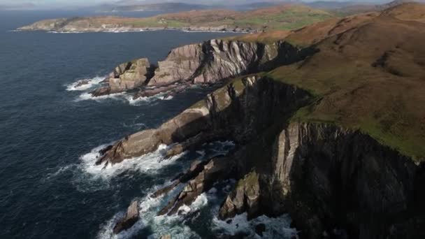 Αεροφωτογραφία Του Mizen Head Δημοκρατία Της Ιρλανδίας Γραφική Ακτογραμμή Βράχια — Αρχείο Βίντεο