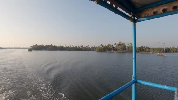 View Sailing Boat Alappuzha Shores Sunset India Backward Shot — Stockvideo