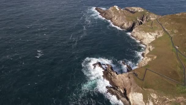 Mizen Head Peninsula Νότια Ιρλανδία Αεροφωτογραφία Των Βράχων Των Παράκτιων — Αρχείο Βίντεο
