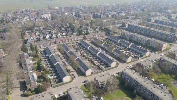 Aerial Beautiful Residential Neighborhood Roofs Filled Solar Panels — Stock Video