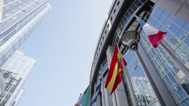 Flags European Countries France Spain Greece Ireland Estonia Waving Front — Vídeos de Stock