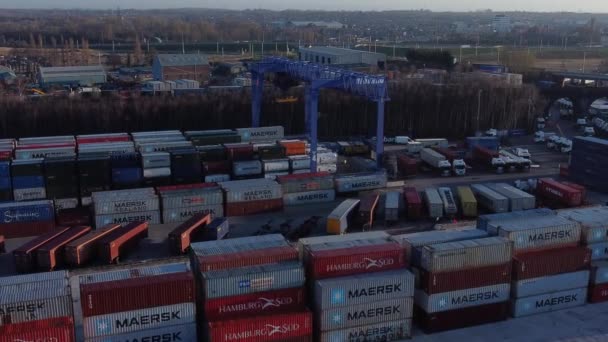 Expédition Levage Grue Conteneurs Déchargement Conteneurs Caisse Exportation Fret Lourd — Video