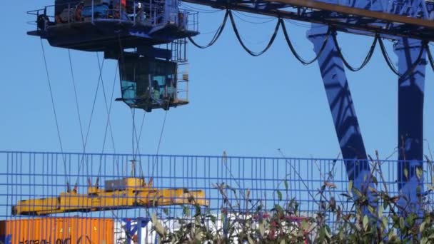 Transport Conteneurs Grue Levage Chargement Échange Conteneurs Lourds Chantier Naval — Video