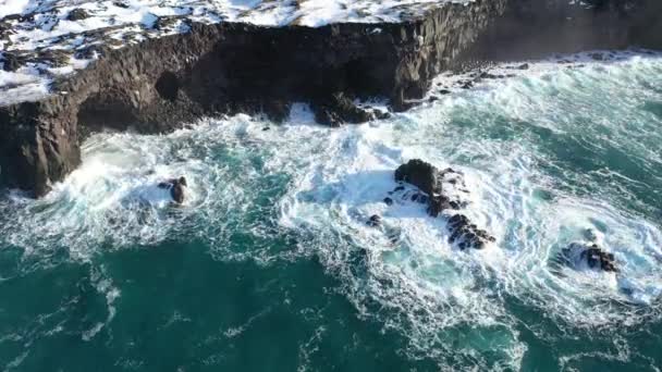 Epic Aerial Footage Rugged Beautiful Iceland Waterscape Inglés Uhd Video — Vídeos de Stock