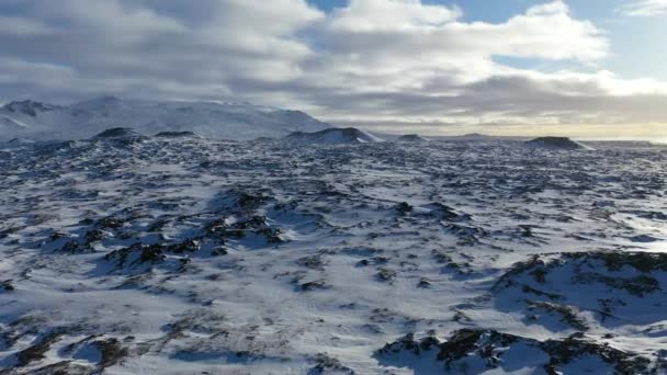 Stuning Air Footage Iceland Rugged Terrain Winter — стокове відео