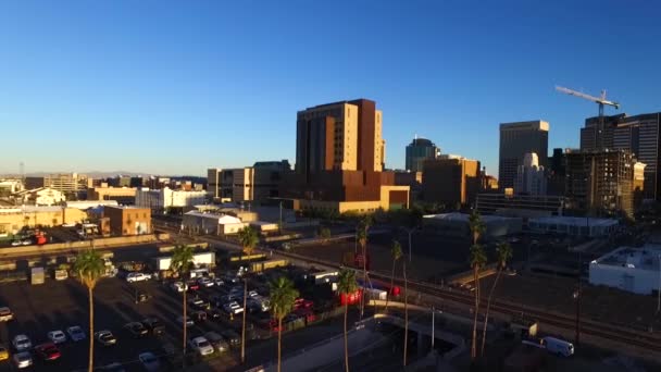 Légi Kilátás Belvárosra Napkeltekor Phoenix Arizona — Stock videók