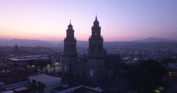 Drone Survole Morelia Mexique Lever Soleil Drone Panoramique Gauche Autour — Video