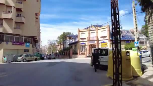 Driving North Part Malaga City Daytime Beautiful Old Buildings Small — ストック動画