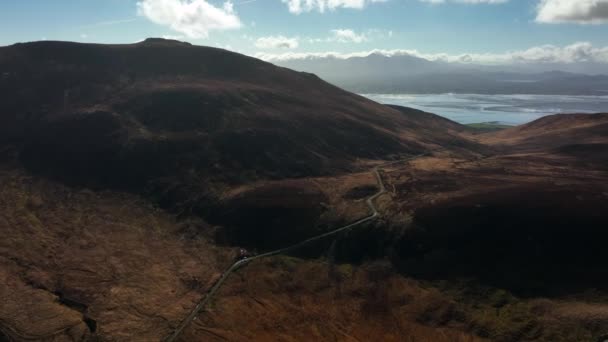 Slieve Mish Mountains Kerry Ierland Maart 2022 Drone Duwt Naar — Stockvideo