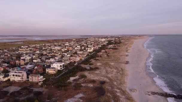 Sunset Aerial View Lido Beach Residential Area Long Island New — Video Stock