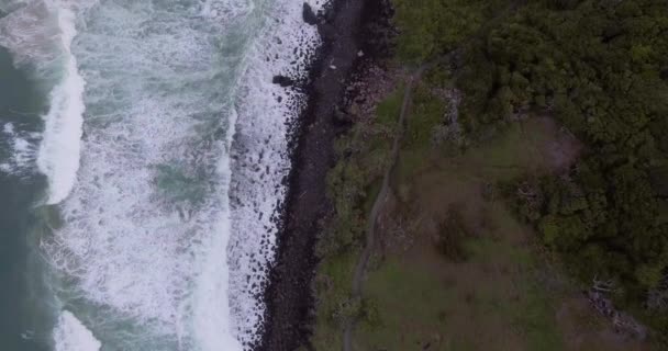 Topshot Vagues Frappant Côte Australie Gold Coast — Video