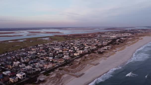 Sunset Aerial View Lido Beach Residential Area Long Island New — 비디오