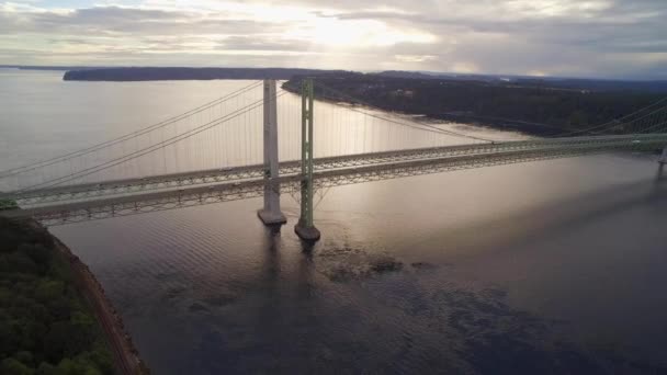 Largo Disparo Drones Ponte Tacoma Narrows Por Volta 2015 — Vídeo de Stock