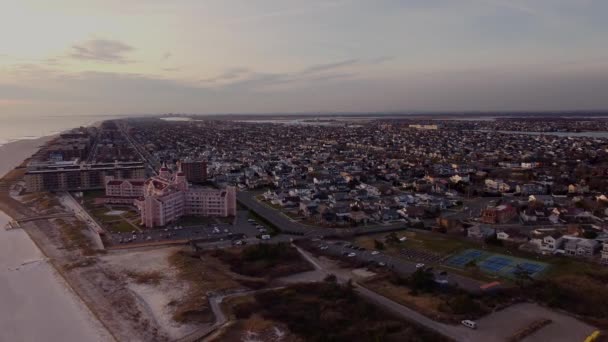 Sunset Aerial View Lido Beach Residential Area Long Island New — 비디오