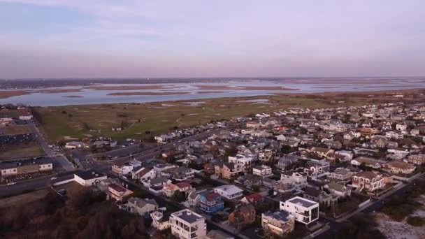 Sunset Aerial View Lido Beach Residential Area Long Island New — Video Stock