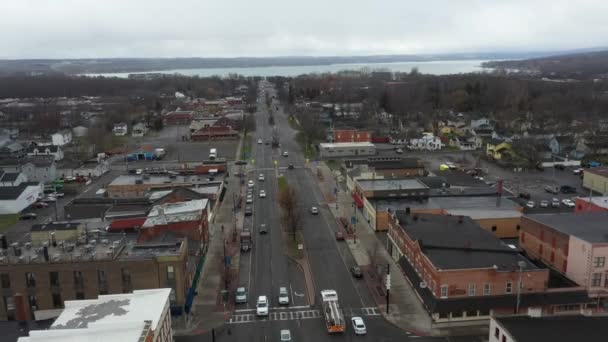 Aerial Canandaigua New York Out Lake Background — Stockvideo
