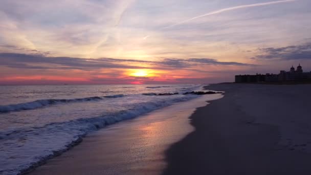 Закат Видом Пляж Лидо Лонг Айленде Нью Йорке — стоковое видео