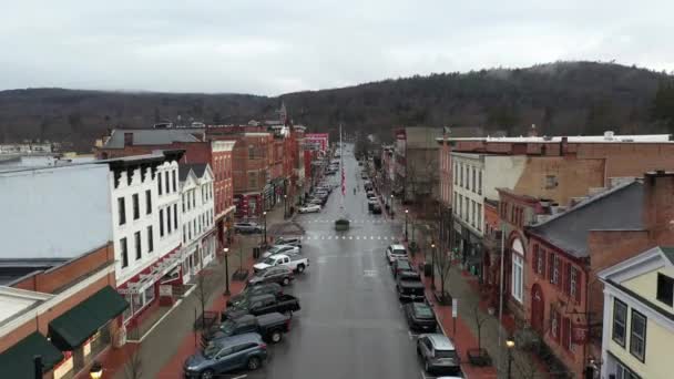 Cooperstown Nueva York Main Street Drone — Vídeos de Stock