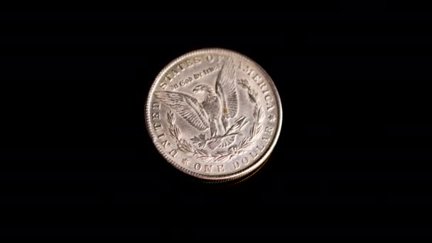 Moneda Plata Vintage Dólar Estados Unidos América Dios Confiamos Acercamiento — Vídeos de Stock