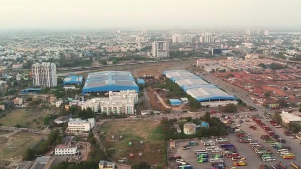 Aerial View Indian City Sunset Which Shows City View Buildings — Stock Video