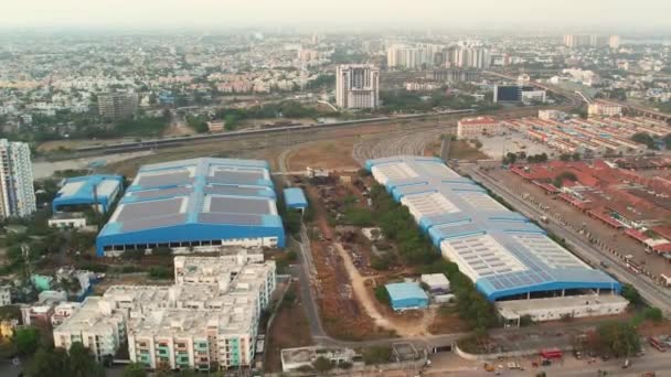 Uma Vista Aérea Depósito Metro Fábrica Localizado Coração Cidade Que — Vídeo de Stock