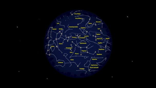 Animation Die Sternbilder Zeigt Die Von Der Nord Oder Nordhalbkugel — Stockvideo