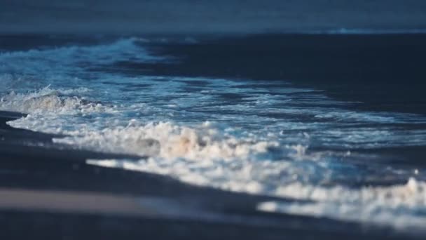 Powerful Waves Break Sandy Shallows Ersfjord Beach White Foam Rising — Stok video