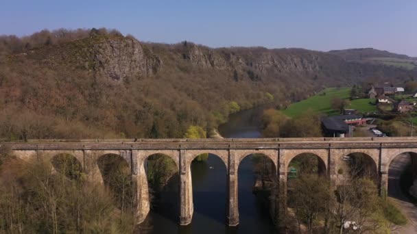 Luchtfoto Van Clecy Viaduct Normandy — Stockvideo