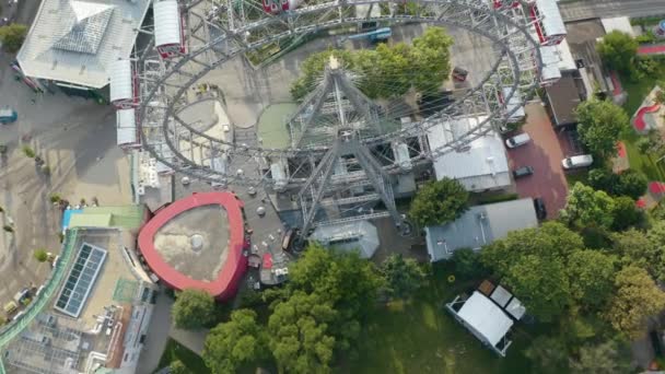 Pohled Shora Dolů Vídeňské Giant Ferris Wheel Vídni Rakousko Ptačí — Stock video