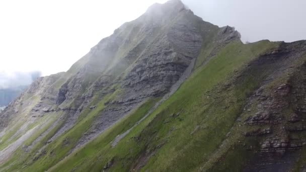 Drone Shot Rotating Dark Mountain Clouds — Stok Video