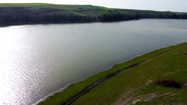 Dolly Aerial View Torre Del Aguila Reservoir Palmar Troya Seville — Video Stock