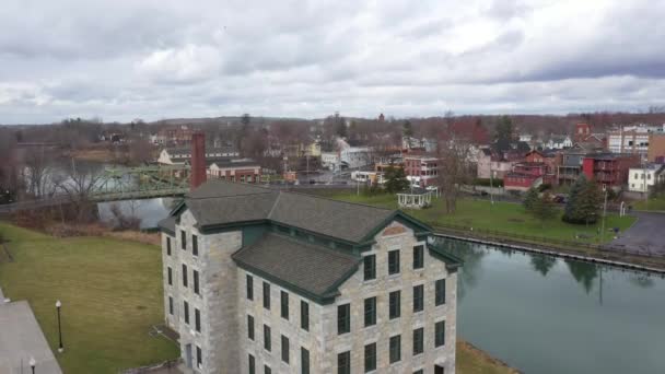 Seneca Falls State New York Aerial Reveal — Stock video