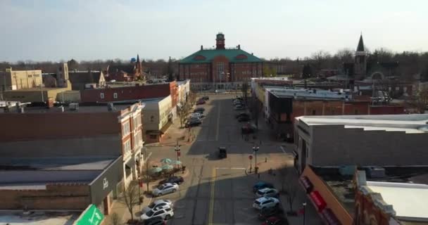 Johns Michigan Downtown Skyline Drone Video Moving Forward Low — Vídeo de stock