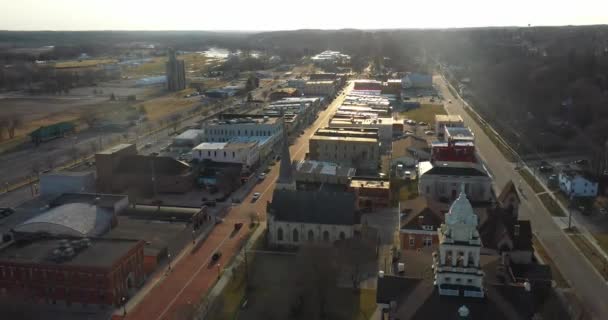 Downtown Ionia Michigan Skyline Drone Video Moving Forward — Stock Video