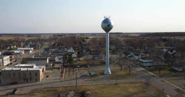 Downtown Fowler Michigan Drone Video Vliegen Zijwaarts — Stockvideo